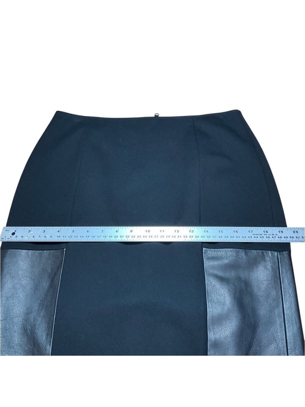 DANIER LEATHER Pencil Skirt Leather Inserts Sz 10 - Picture 7 of 11
